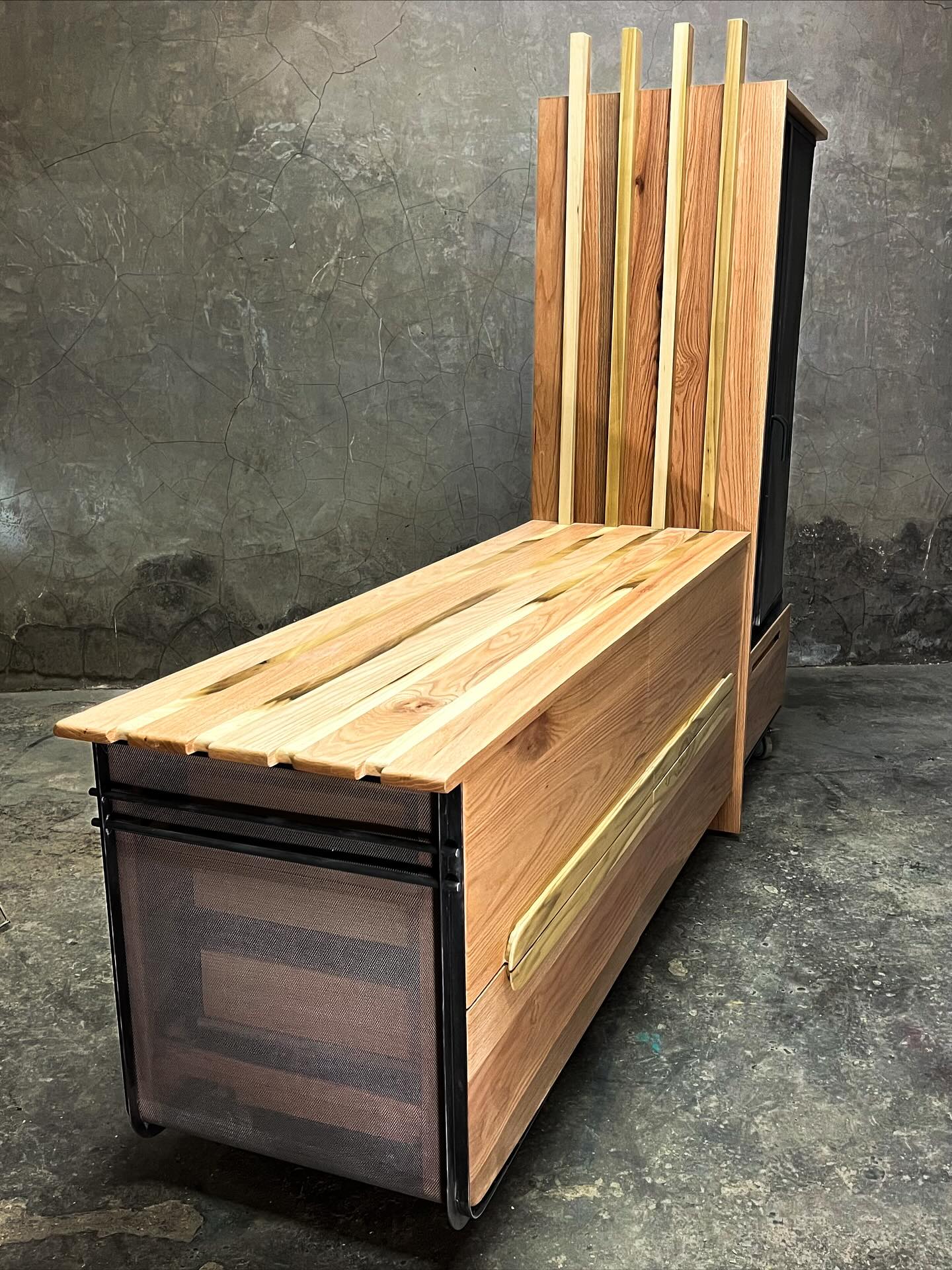 wood dresser with golden mental design for bedroom