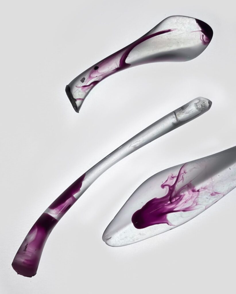 HIV-containing blood residue encapsulated in resin